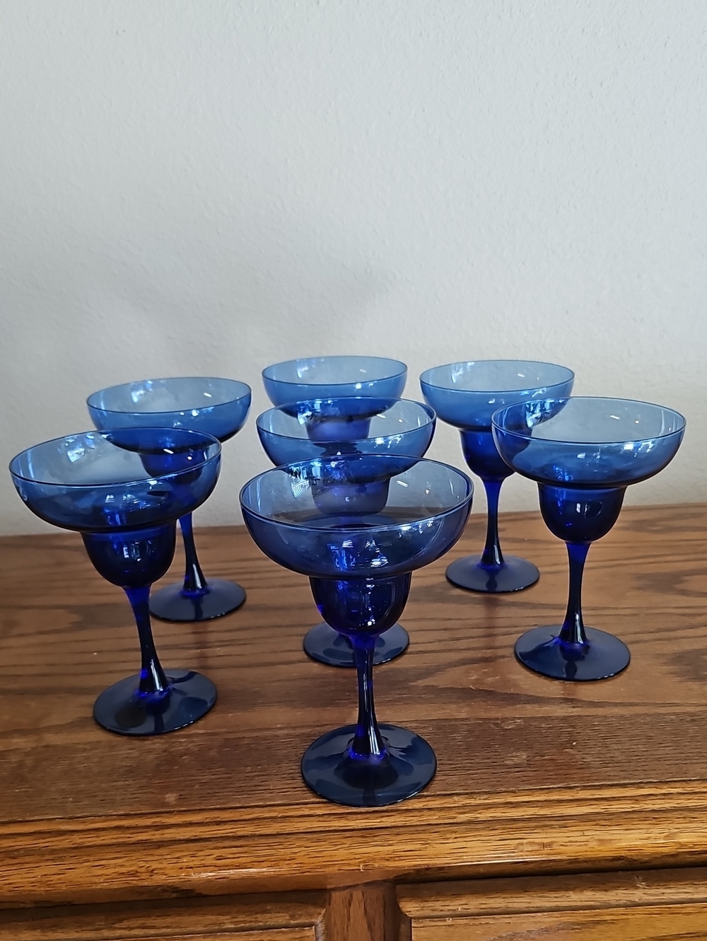 Vintage Libbey Deep Cobalt Margarita Glasses Set of 7 Tote 10